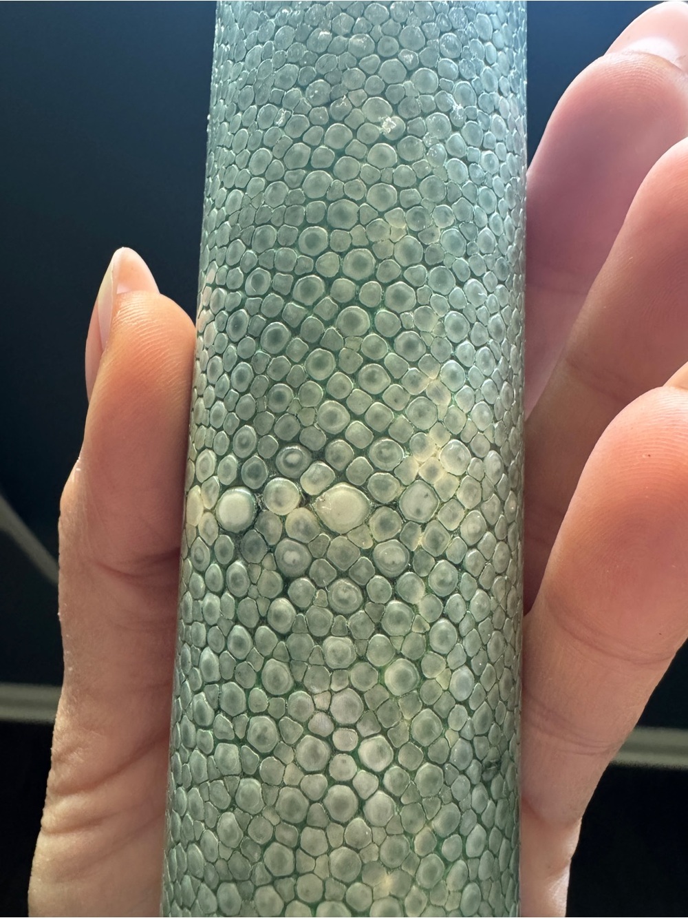 Vintage Brass Kaleidoscope with Seafoam Shagreen Finish | Mid Century - Picture 7 of 10